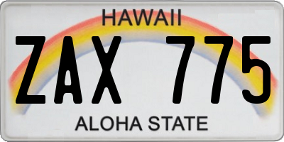 HI license plate ZAX775