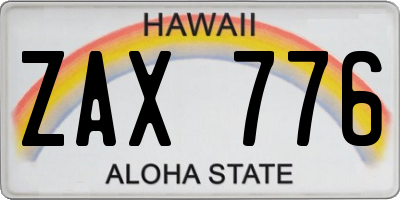 HI license plate ZAX776