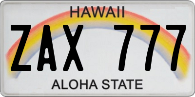 HI license plate ZAX777