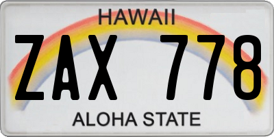 HI license plate ZAX778