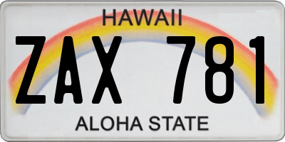 HI license plate ZAX781