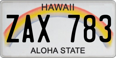 HI license plate ZAX783