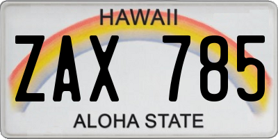 HI license plate ZAX785