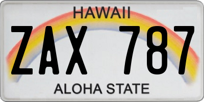 HI license plate ZAX787