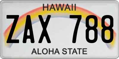 HI license plate ZAX788