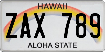 HI license plate ZAX789