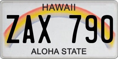 HI license plate ZAX790