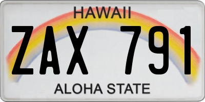 HI license plate ZAX791