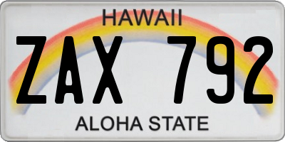 HI license plate ZAX792