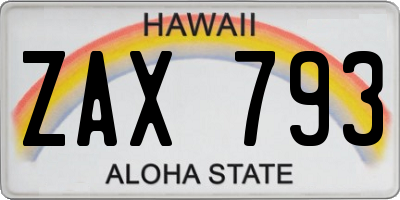 HI license plate ZAX793