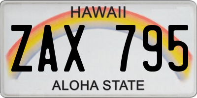 HI license plate ZAX795