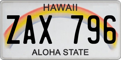 HI license plate ZAX796