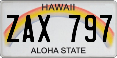 HI license plate ZAX797