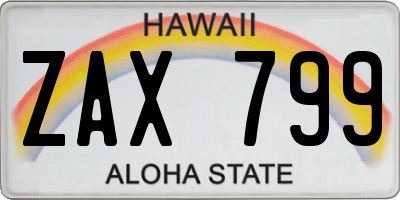 HI license plate ZAX799