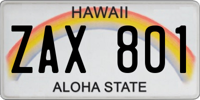HI license plate ZAX801