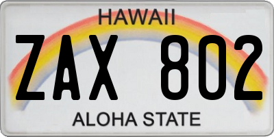 HI license plate ZAX802