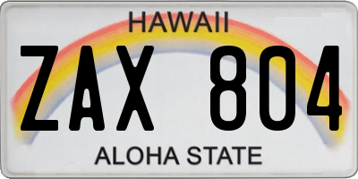 HI license plate ZAX804