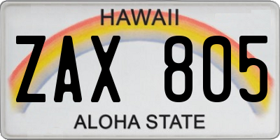 HI license plate ZAX805