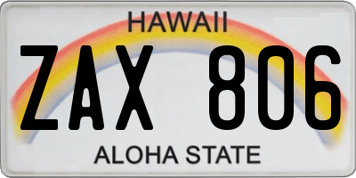 HI license plate ZAX806