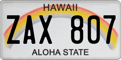 HI license plate ZAX807
