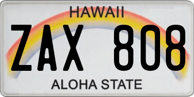 HI license plate ZAX808