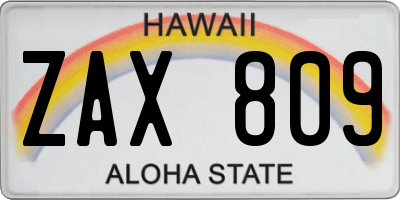 HI license plate ZAX809