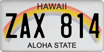HI license plate ZAX814