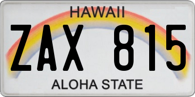 HI license plate ZAX815