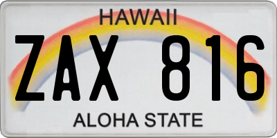 HI license plate ZAX816