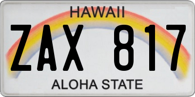 HI license plate ZAX817
