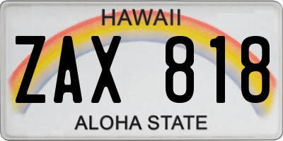 HI license plate ZAX818