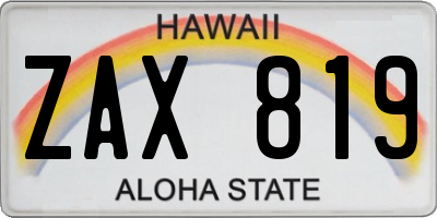 HI license plate ZAX819