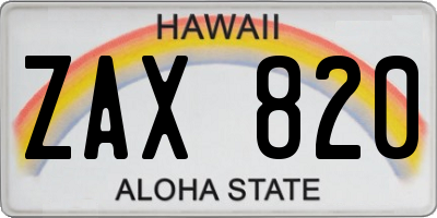 HI license plate ZAX820