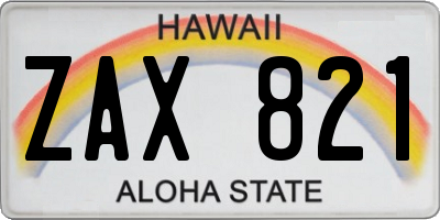 HI license plate ZAX821