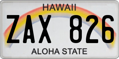 HI license plate ZAX826