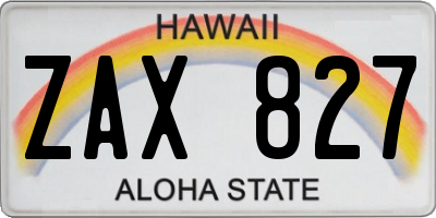 HI license plate ZAX827
