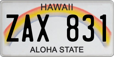 HI license plate ZAX831