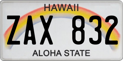 HI license plate ZAX832