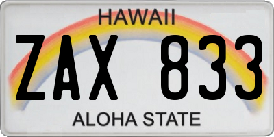 HI license plate ZAX833
