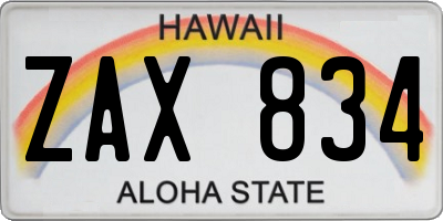 HI license plate ZAX834