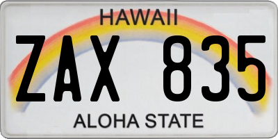 HI license plate ZAX835