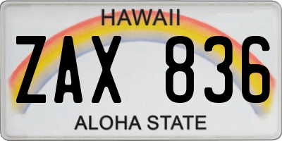 HI license plate ZAX836
