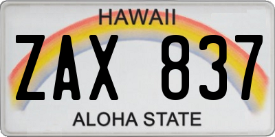 HI license plate ZAX837