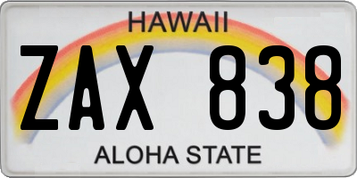 HI license plate ZAX838