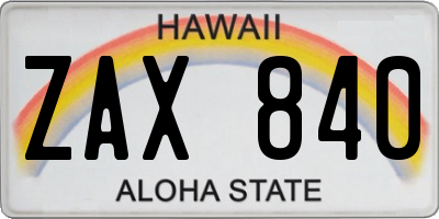HI license plate ZAX840