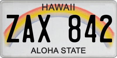 HI license plate ZAX842
