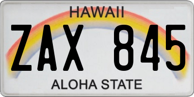 HI license plate ZAX845