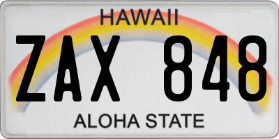 HI license plate ZAX848