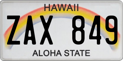 HI license plate ZAX849