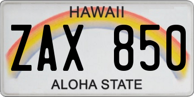 HI license plate ZAX850